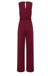 LTS Tall Women's Berry Red Belted Scuba Wide Leg Jumpsuit | Long Tall Sally 2