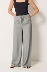 LTS Tall Women's Light Grey Linen Wide Leg Trousers | Long Tall Sally 1