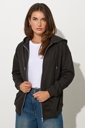 LTS Tall Women's Black Zip Through Pocket Hoodie | Long Tall Sally 1
