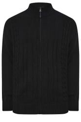 KAM Big & Tall Black Cable Knit Cardigan | BadRhino 3