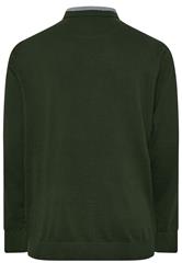 BadRhino Big & Tall Dark Green Cable Knit Mock Shirt Jumper | BadRhino 6