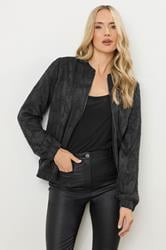 LTS Tall Black Jacquard Bomber Jacket | Long Tall Sally 2
