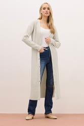 LTS PREMIUM Tall Womens Stone Brown Ribbed Longline Cardigan | Long Tall Sally 1