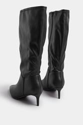 Black Faux Leather Pointed Kitten Heel Boots In Extra Wide EEE Fit | Yours Clothing 4