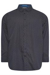D555 Big & Tall Navy Blue & Gold Geometric Print Shirt | BadRhino 1