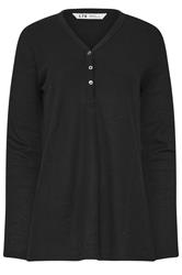 LTS Tall Black Cotton Waffle Pyjama Top | Long Tall Sally 5