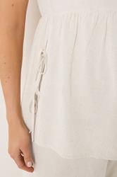 LTS Tall Women's Maternity Cream Tie Side Linen Peplum Top | Long Tall Sally 4