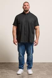 D555 Big & Tall Black Short Sleeve Oxford Shirt | BadRhino 1