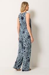 LTS Tall Women's Set Blue Coastal Print Top & Wide Leg Trousers | Long Tall Sally 1