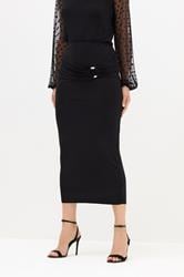 LTS Tall Black Buckle Drape Maxi Skirt | Long Tall Sally 2