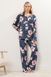 LTS Tall Grey Floral Satin Pyjama Set | Long Tall Sally 1
