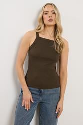 LTS Tall 2 PACK Women's Navy Blue & Brown High Neck Vest Tops | Long Tall Sally 1