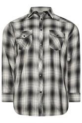 KAM Big & Tall Charcoal Grey Long Sleeve Check Shirt | BadRhino 1