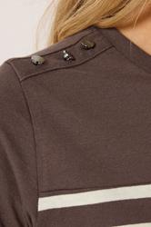 LTS Tall Women's Chocolate Brown Stripe Button T-Shirt | Long Tall Sally  4