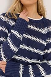 LTS Tall Navy Blue & White Stripe Knit Jumper | Long Tall Sally 4