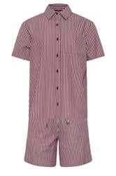 LTS Tall Women's Set Burgundy Red Stripe Cotton Shirt & Shorts | Long Tall Sally 7