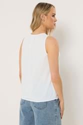 LTS Tall Women's White Floral Embroidered Vest Top | Long Tall Sally 4