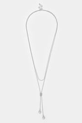 Silver Tone Double Layer Long Necklace | Yours Clothing 2