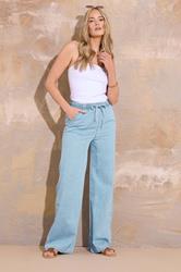 LTS Tall Women's Light Blue Drawstring Wide Leg Jeans | Long Tall Sally 1