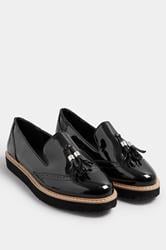 LTS Black Patent Tassel Slip-On Loafers In Standard Fit | Long Tall Sally 1