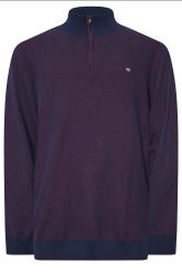 KAM Big & Tall Navy Blue Quarter Zip Knit Jumper | BadRhino 3
