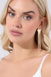 Gold Tone Statement Heart Tassel Earrings | Yours Clothing 1