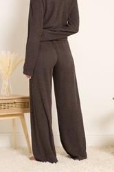 LTS Tall Women's Chocolate Brown Chenille Wide Leg Lounge Trousers | Long Tall Sally 4