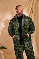 BadRhino Big & Tall Dark Green Camo Print Zip Through Hoodie | BadRhino 1