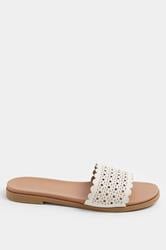 White Laser Cut Mule Sandals In Wide E Fit | Yours Clothing 2