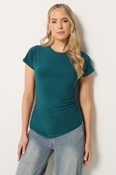 LTS Tall Women's Teal Blue Asymmetric Ruched Top | Long Tall Sally 3