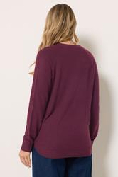 LTS Tall Women's Dark Red Longline Button Knitted Jumper | Long Tall Sally 2