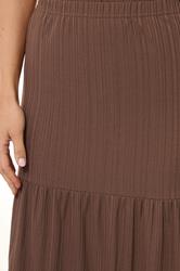 LTS Tall Chocolate Brown Textured Tiered Maxi Skirt | Long Tall Sally 4