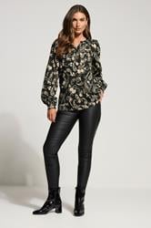 LTS Tall Black Paisley Placket Blouse | Long Tall Sally 2