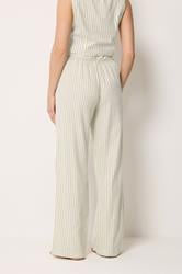 LTS Tall Women's Ivory White Pinstripe Linen Wide Leg Trousers | Long Tall Sally 4