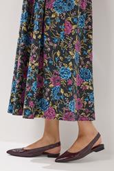 LTS Burgundy Red Patent Flat Shoes In Standard Fit | Long Tall Sally 1