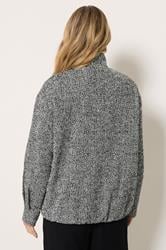 LTS Tall Women's Black Herringbone Funnel Neck Jacket | Long Tall Sally 2