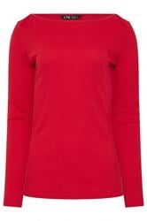 LTS Tall Women's Red Ribbed Boat Neck Top | Long Tall Sally 1