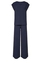 LTS Tall Women's Set Navy Blue Textured Top & Wide Leg Trousers | Long Tall Sally 5