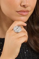 Silver Tone Statement Crystal Stretch Ring | Yours Clothing 1