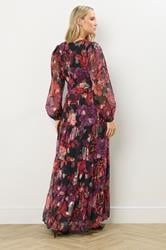LTS Tall Black Rose Jacquard Metallic Maxi Dress | Long Tall Sally 3