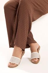 White Laser Cut Mule Sandals In Wide E Fit | Yours Clothing 1