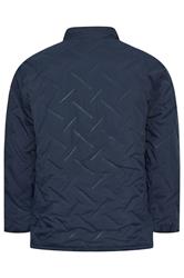D555 Big & Tall Navy Blue Quilted Padded Jacket | BadRhino 2