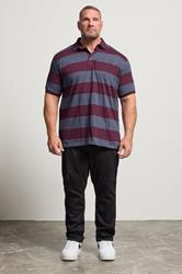 KAM Indigo Blue Striped Short Sleeve Rugby Polo Shirt | BadRhino 2