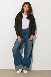 LTS Tall Women's Black Zip Through Pocket Hoodie | Long Tall Sally 3