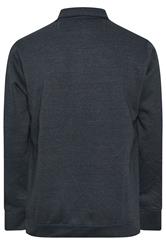 D555 Big & Tall Navy Blue Embroidered Long Sleeve Polo Shirt | BadRhino 2