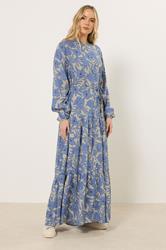 LTS Tall Women's Cream & Blue Tie Waist Maxi Dress | Long Tall Sally 2