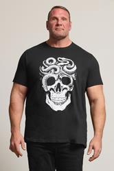 BadRhino Big & Tall Black Skull & Snake Graphic T-Shirt | BadRhino 1