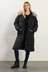 LTS Tall Black Padded Midi Coat | Long Tall Sally 2