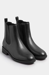 Black Faux Leather Chelsea Ankle Boots In Wide E Fit & Extra Wide EEE Fit | Yours Clothing 2