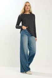 LTS Tall Grey Marl Button Long Sleeve Top | Long Tall Sally 2